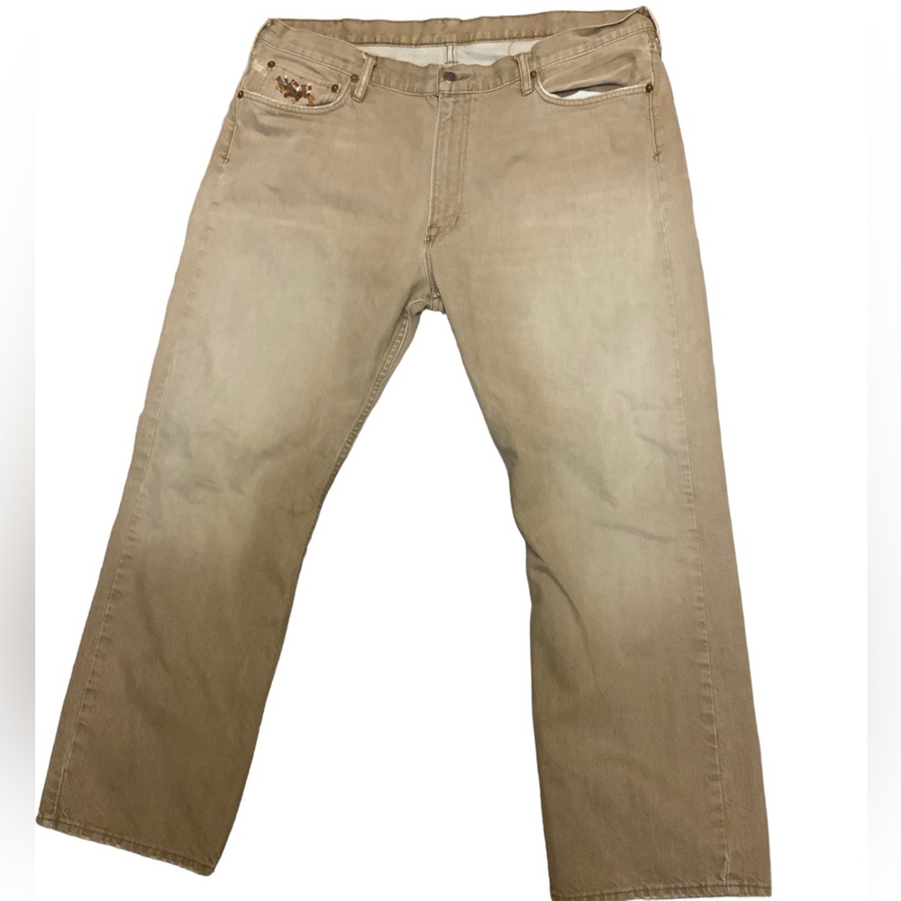 POLO RALPH LAUREN RL 867 Classic Fit 40X30 Baxter Tan Khaki Jeans Embroidered